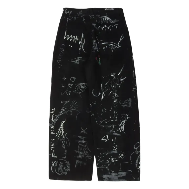 Balenciaga Baggy Black Graffiti Jeans rep