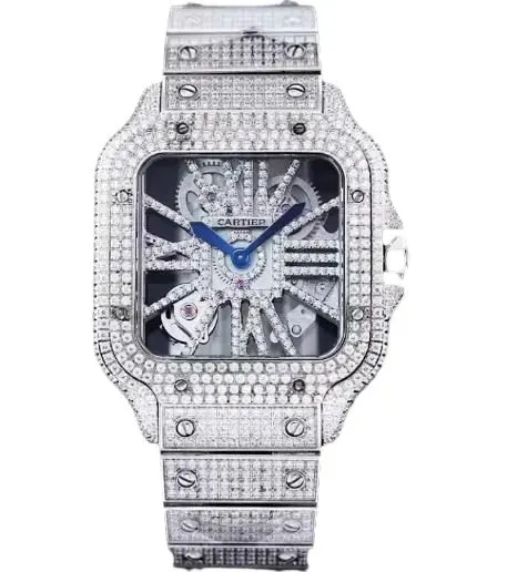 Cartier Santos Skeleton Iced Out rep