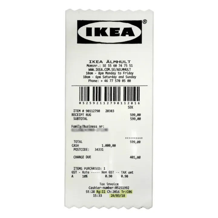 Ikea Markerad "Receipt" Rug rep