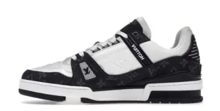 LV Trainers Monogram Black Denim Sneakers rep