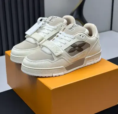 LV Trainer Velcro Strap Monogram Denim Black White rep