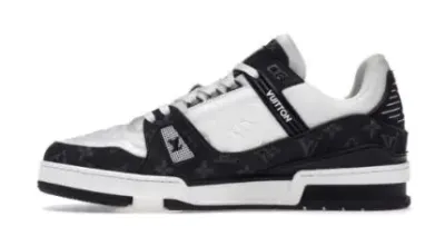 LV Trainers Monogram Black Denim Sneakers rep