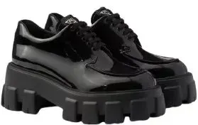 Prada Monolith Patent Leather Lace-Up Shoes rep